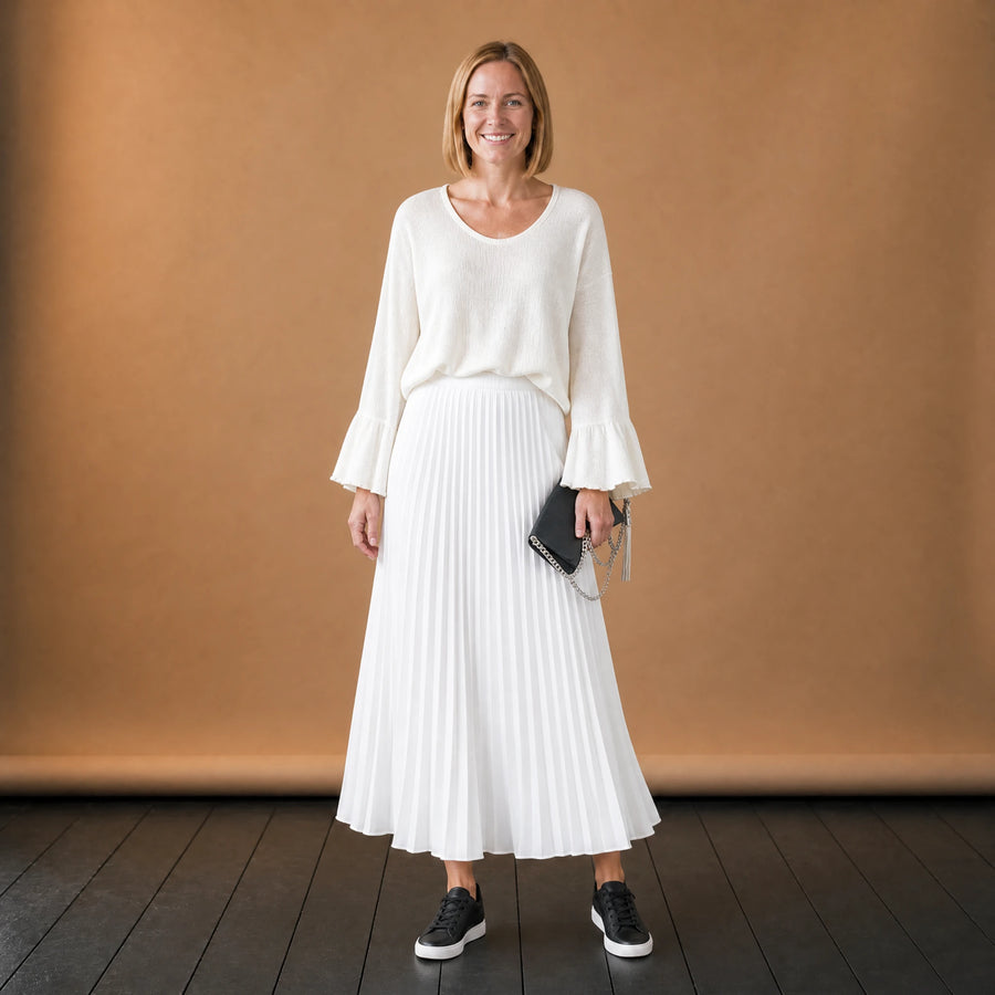 Jupe Longue Année 80 Plissée Blanche - VETEMENT Studio FEMME
