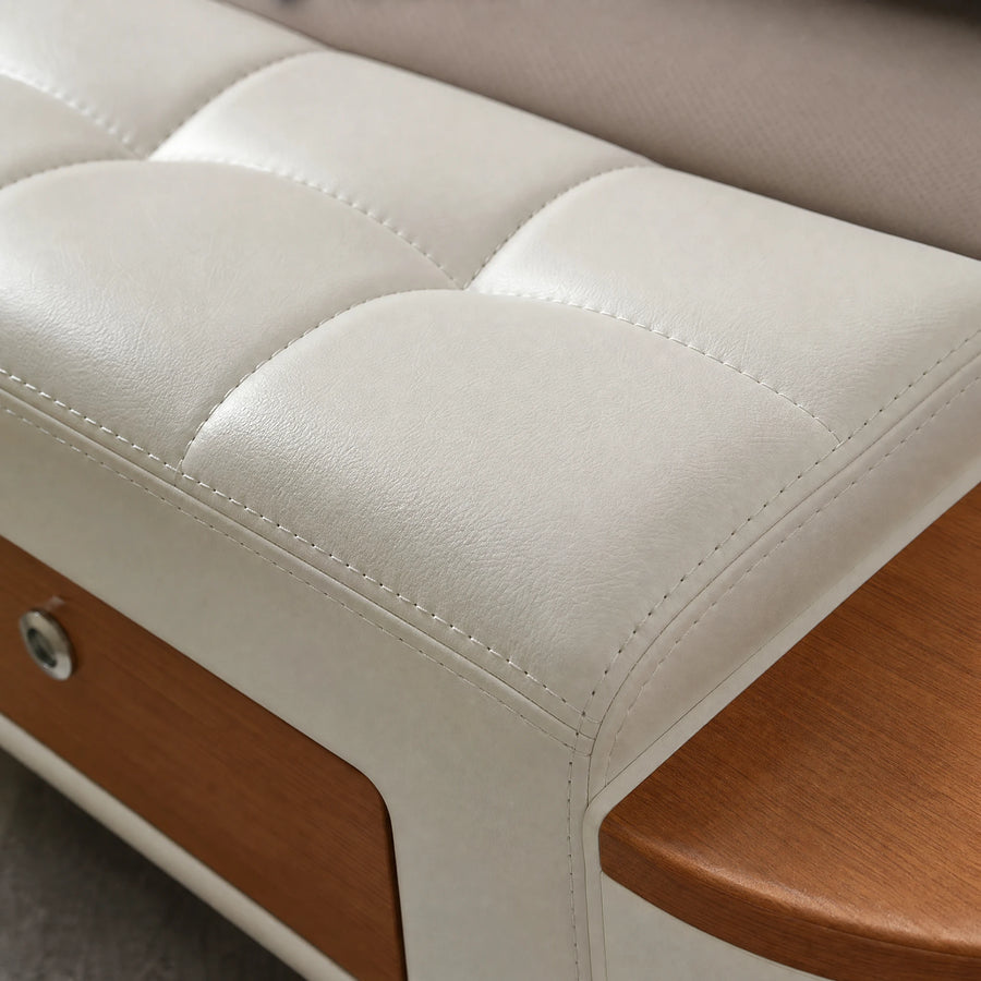Lit Multifonction avec Rangements et Tablettes Latérales - close-up détail matière