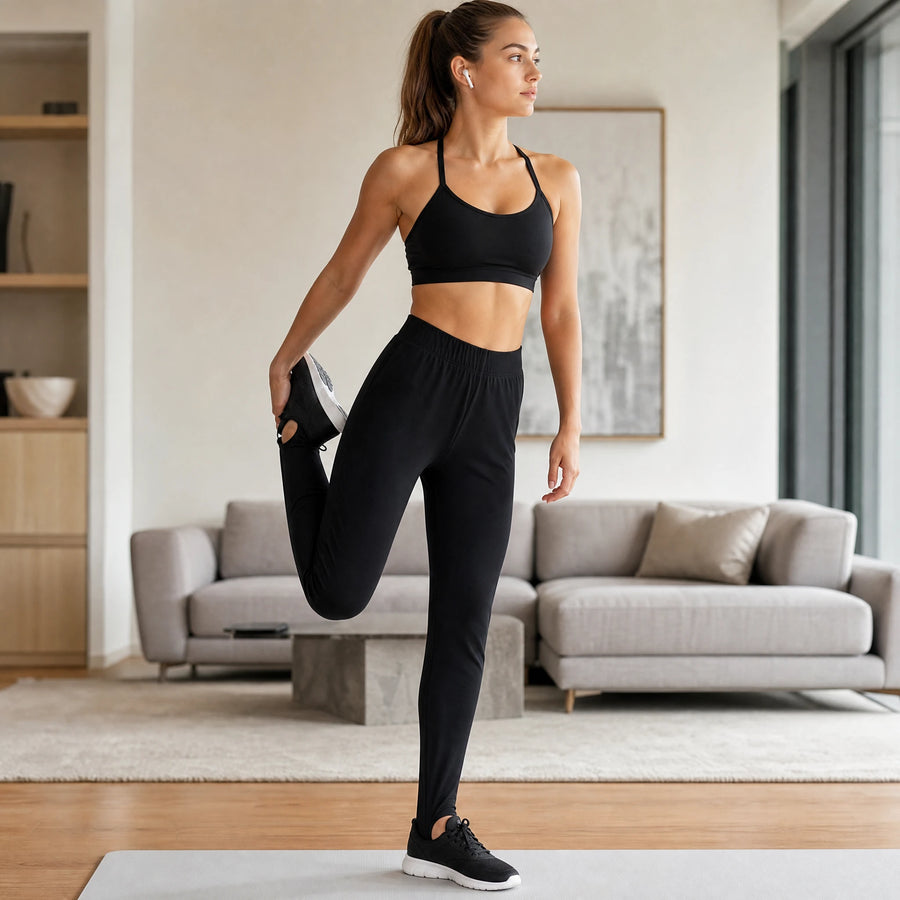 Pantalon Fuseau Femme à Passe-Pieds Noir ou Blanc - Utilisation GLOBALE