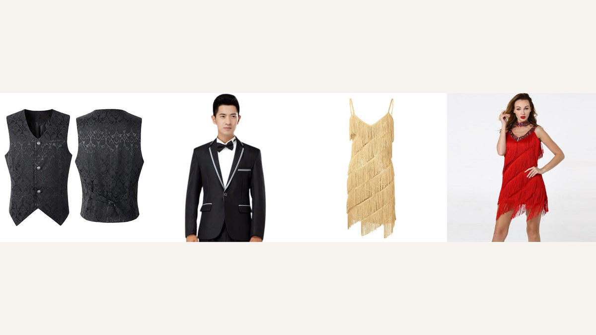 Fred Astaire et Ginger Rogers : smoking noir, gilet ajusté et robes à franges pour composer un duo rétro chic Image