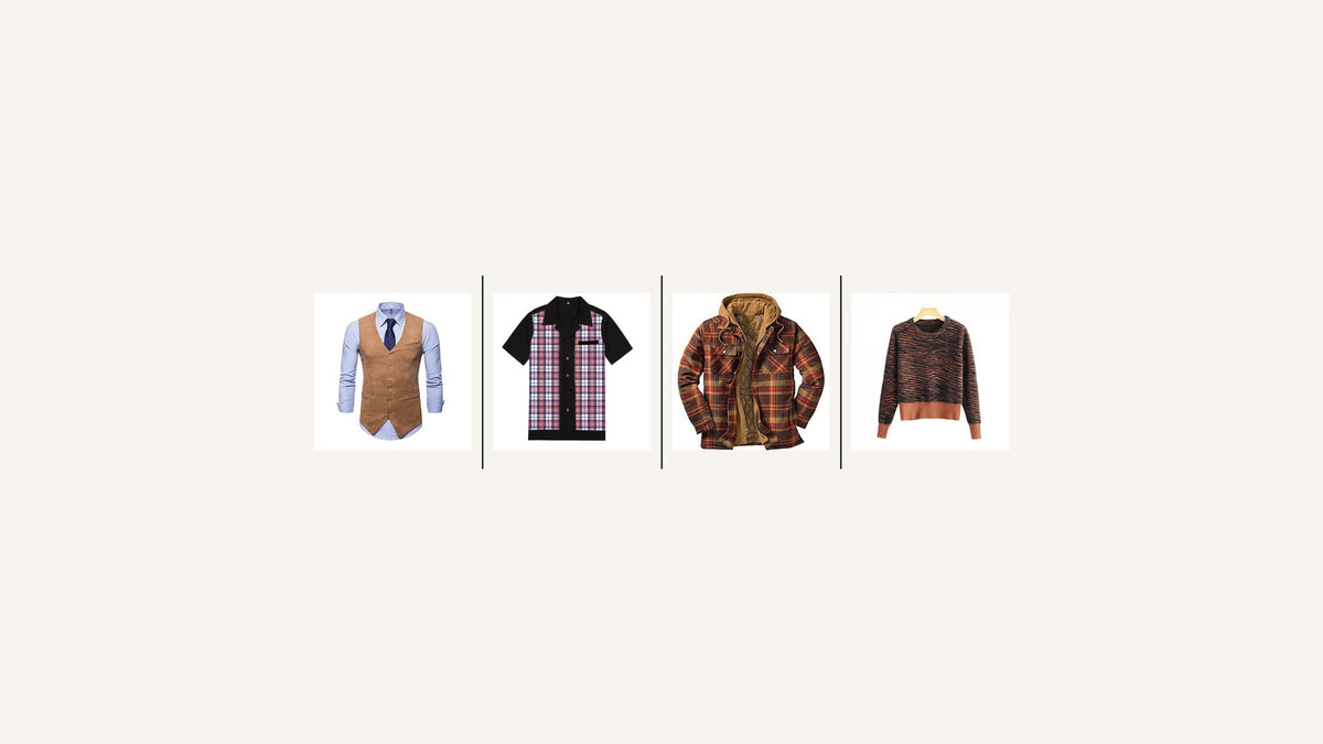 Gilet, chemise, veste à carreaux et pull pour composer un style vintage homme Image
