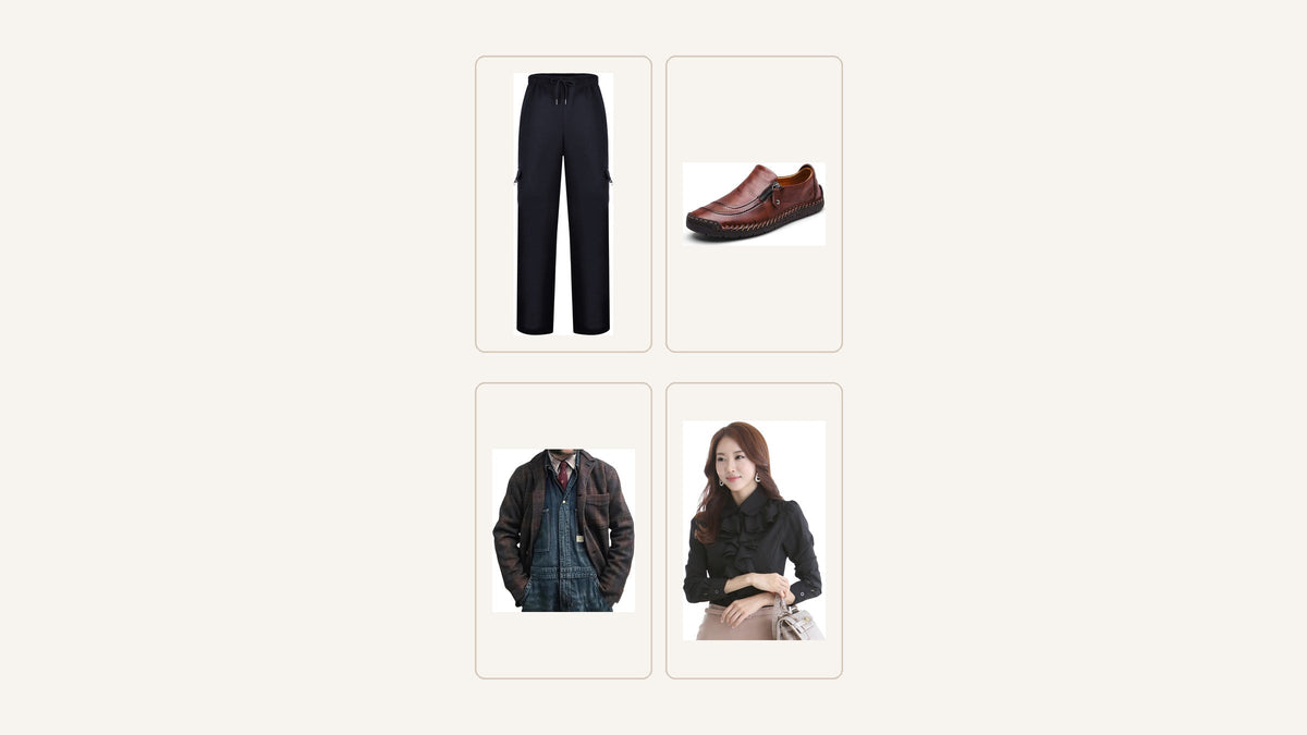 Style casual composé autour d’un pantalon, d’une chaussure, d’une veste et d’une chemise noire Image