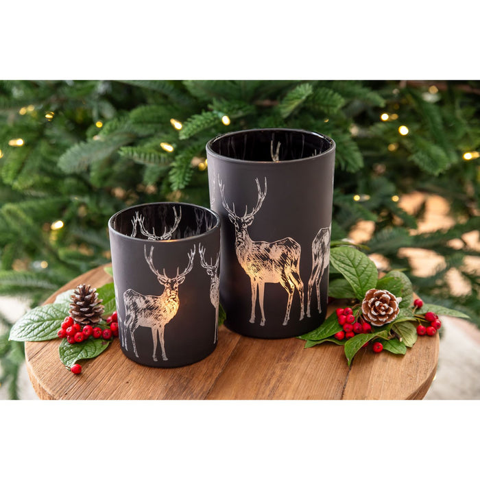 EDZARD Glas Windlicht Hirsch Tiu H 18 cm