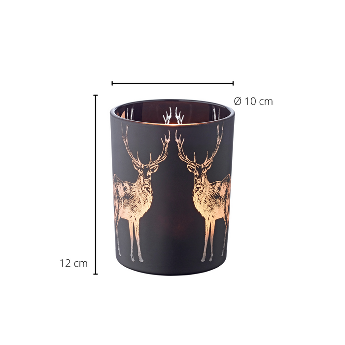 EDZARD Glas Windlicht Hirsch Tiu H 13 cm