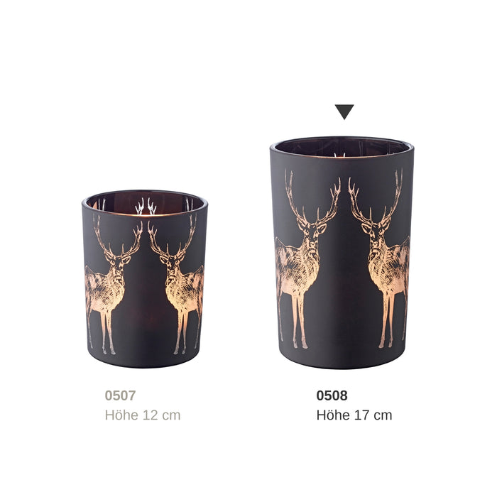 EDZARD Glas Windlicht Hirsch Tiu H 18 cm