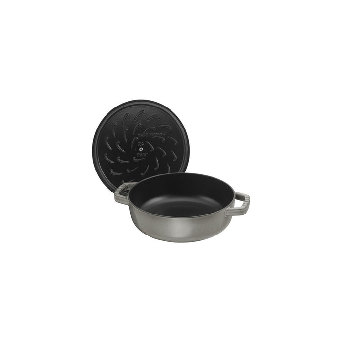 STAUB Bräter mit Chistera Drop-Structure, 28 cm | Graphit-Grau | rund | Gusseisen