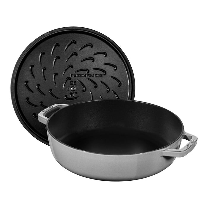 STAUB Bräter mit Chistera Drop-Structure, 24 cm | Graphit-Grau | rund | Gusseisen