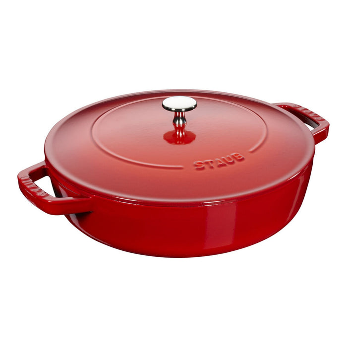 STAUB Bräter mit Chistera Drop-Structure , 28 cm | Kirsch-Rot | rund | Gusseisen