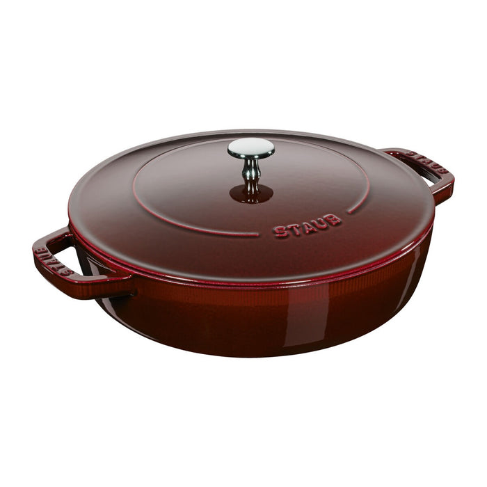 STAUB Bräter mit Chistera Drop-Structure, 28 cm | Grenadine-Rot | rund | Gusseisen