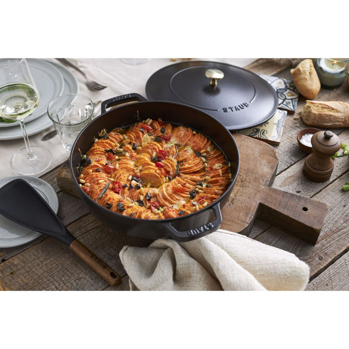 STAUB Bräter mit Chistera Drop-Structure, 24 cm | Schwarz | rund | Gusseisen