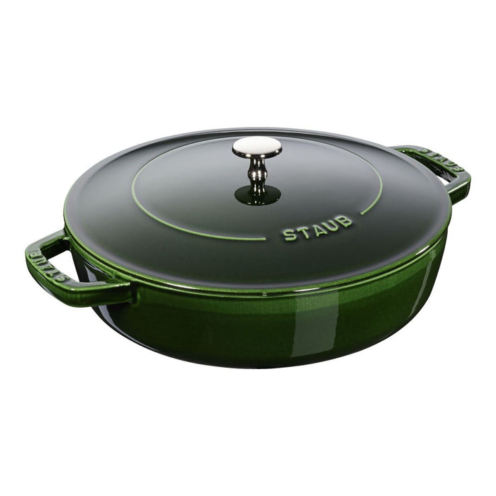 STAUB Bräter mit Chistera Drop-Structure, 28 cm | Basilikum-Grün | rund | Gusseisen