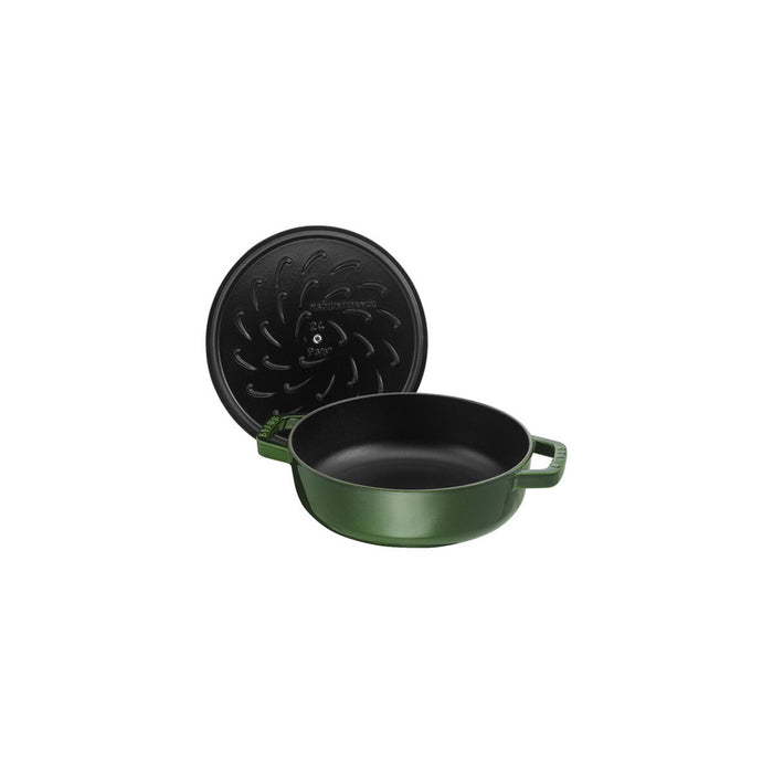 STAUB Bräter mit Chistera Drop-Structure, 28 cm | Basilikum-Grün | rund | Gusseisen