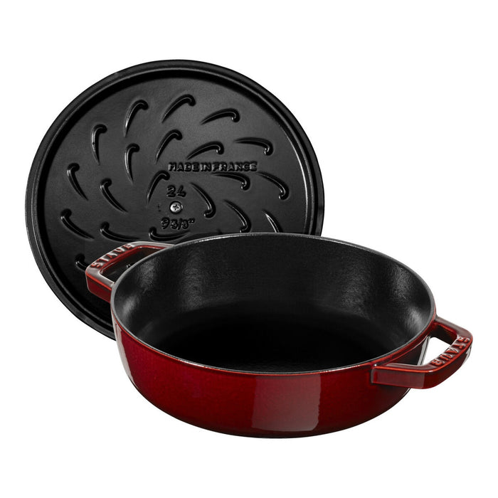 STAUB Bräter mit Chistera Drop-Structure, 28 cm | Grenadine-Rot | rund | Gusseisen