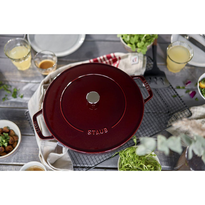 STAUB Bräter mit Chistera Drop-Structure, 28 cm | Grenadine-Rot | rund | Gusseisen