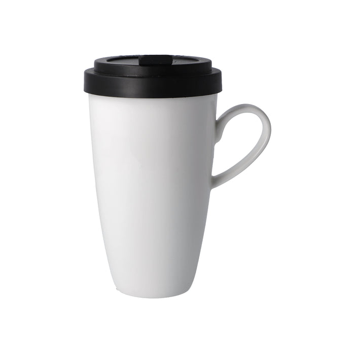 Kaiser weiß mit Henkel Künstlertasse mit Deckel