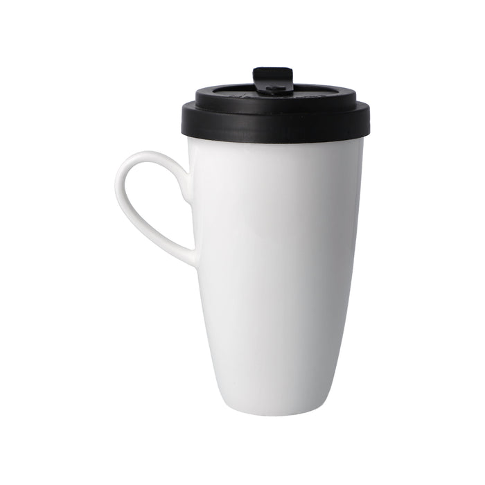 Kaiser weiß mit Henkel Künstlertasse mit Deckel
