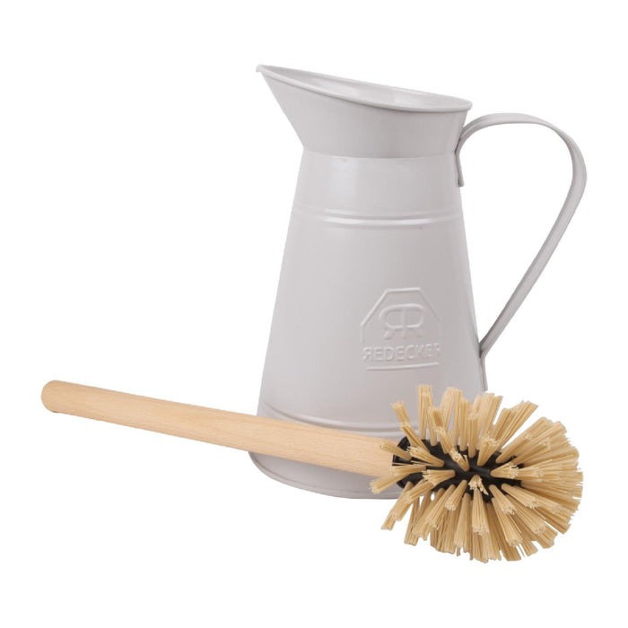 Redecker WC-Metallkanne mit WC-Bürste, weiß