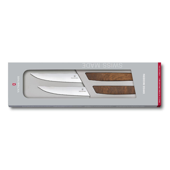 Victorinox Swiss Modern Steakm.-Set, 2-teil., Wellens.12cm,Nussb.,Geschenks.