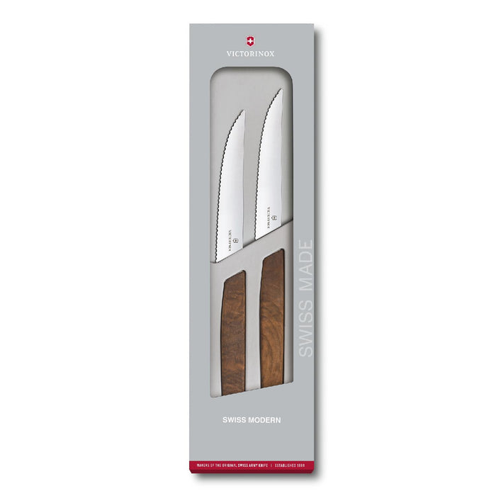 Victorinox Swiss Modern Steakm.-Set, 2-teil., Wellens.12cm,Nussb.,Geschenks.