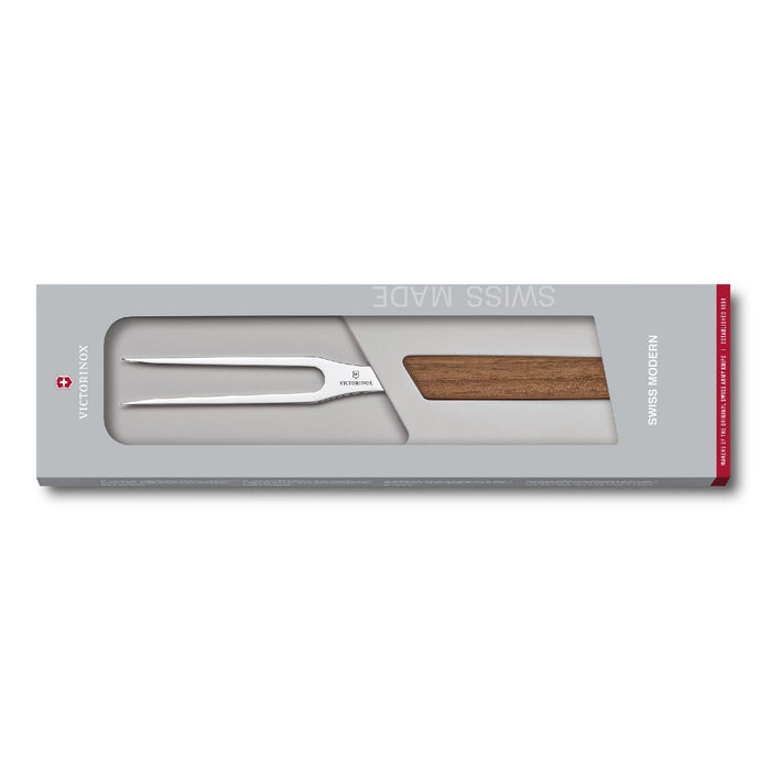 Victorinox Swiss Modern Tranchiergabel, 15cm, Nussbaum, Geschenkschachtel