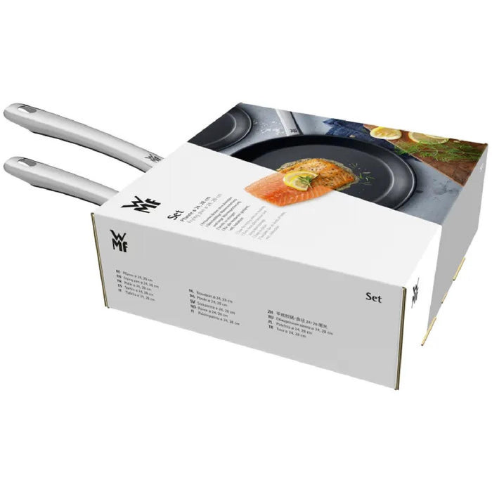 WMF Nordic Profi Pfannenset Induktion 2-teilig, Bratpfanne Induktion 24, 28 cm, Pfanne antihaftbeschichtet, backofengeeignet, tropffrei, Cromargan Edelstahl Bratpfanne, für alle Herdarten geeignet