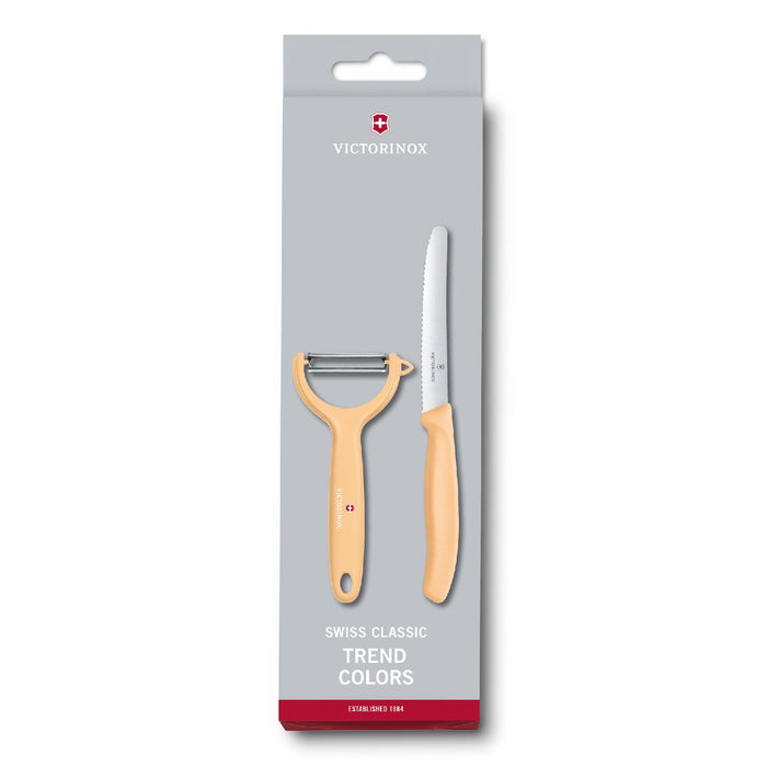 Victorinox Swiss Classic Set 2tlg., Tomatenmesser und Tomaten-/Kiwischäler, hellorange