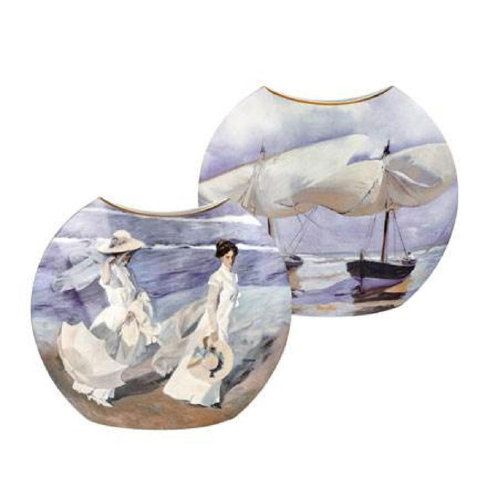 Goebel Joaquin Sorolla  - "Boote / Spaziergang am Strand" - Vase