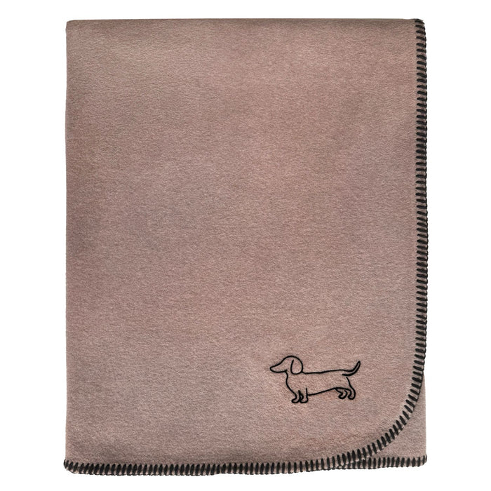 Eagle Products Decke POLDI, 100x160 cm, nutria (Flockdruck Dackel und Kammstich schwarz)