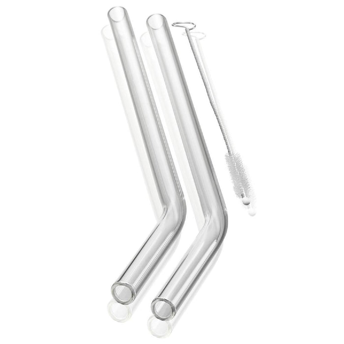GEFU Glastrinkhalm FUTURE, 23 cm gebogene Form, 4 Stück transparent mit Bürste