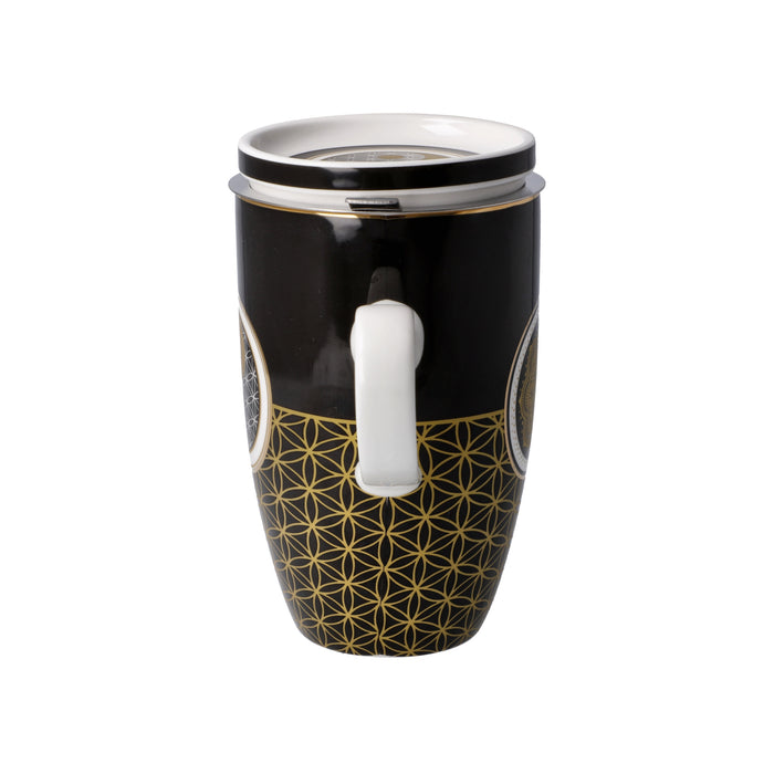 Goebel Yin Yang Schwarz Teetasse mit Deckel und Sieb