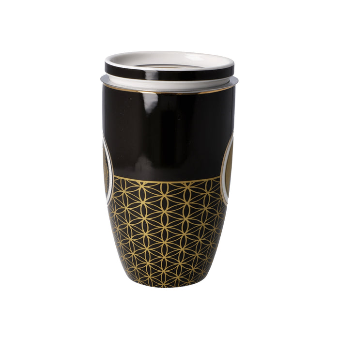 Goebel Yin Yang Schwarz Teetasse mit Deckel und Sieb