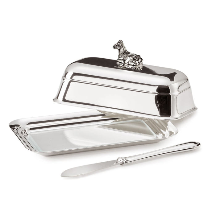 EDZARD Butterdose Kuh m Messer 8x13 cm