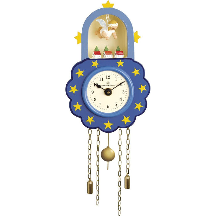Wendt & Kühn Wanduhr, blau, mit Schwebeengel