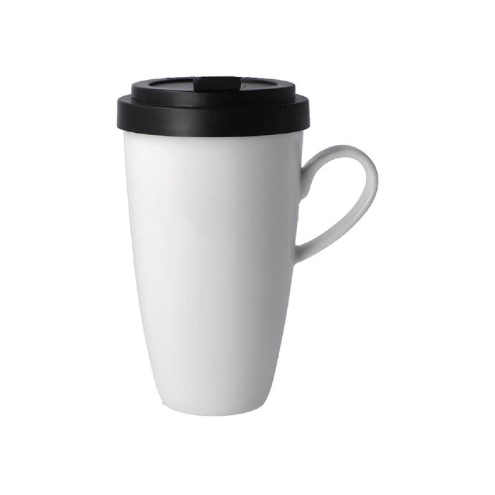 Kaiser weiß mit Henkel Künstlertasse mit Deckel
