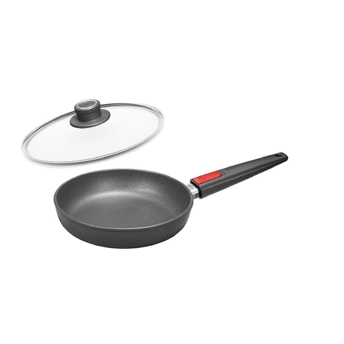 Woll, Nowo-Titanium INDUKTION-SET bestehend aus Hochrandpfanne, 7cm hoch, 26cmØ, abnehmbarer Stiel, inkl. passenden Sicherheitsglasdeckel in attraktiver Geschen