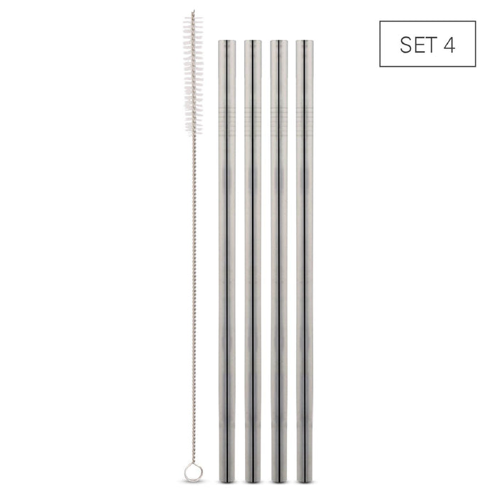Weis Trinkhalme Edelstahl für Smoothies - Set 4 + Bürste