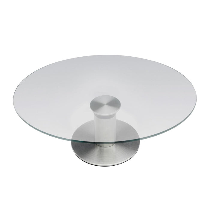 Weis Tortenplatte drehbar aus Glas / Edelstahl
