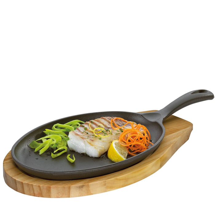 Küchenprofi Servierpfanne oval mit Holzbrett