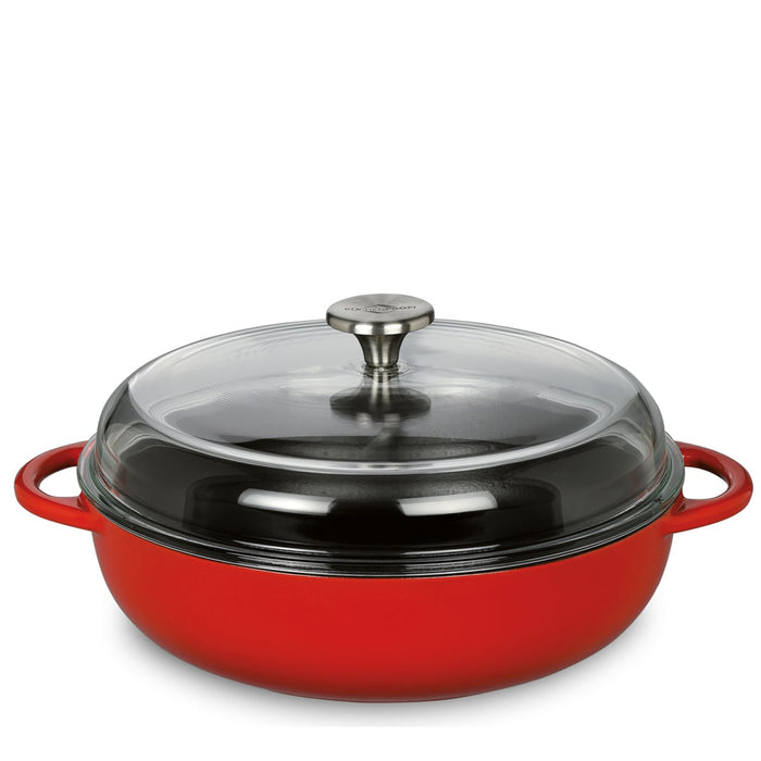 Küchenprofi Bauernpfanne mit Glasdeckel, 28 cm classic red