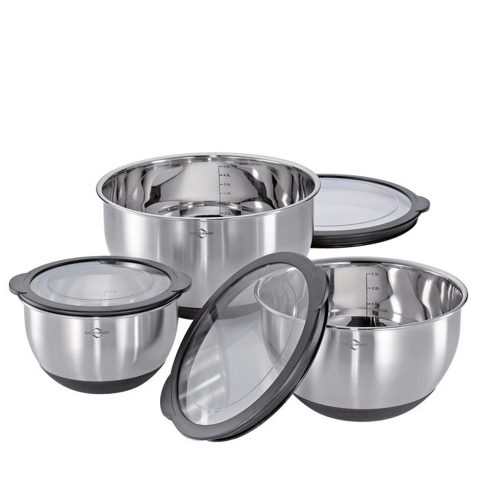 Küchenprofi Schüssel-Set mit Deckel DELUXE rutschfest, 3-tlg.