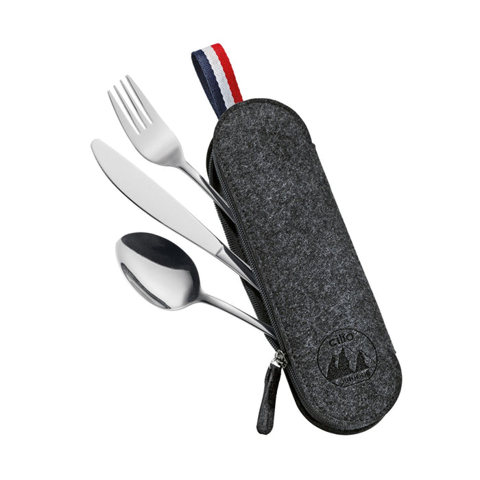Cilio Besteckset VIAGGIO schwarz 3-tlg.