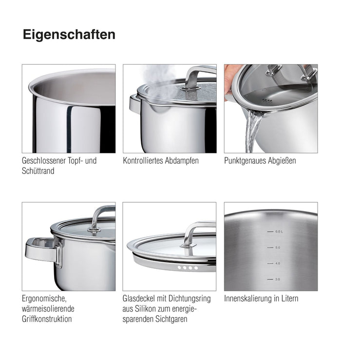 SPRING Kochtopf mit Glasdeckel FINESSE2+ 16 cm
