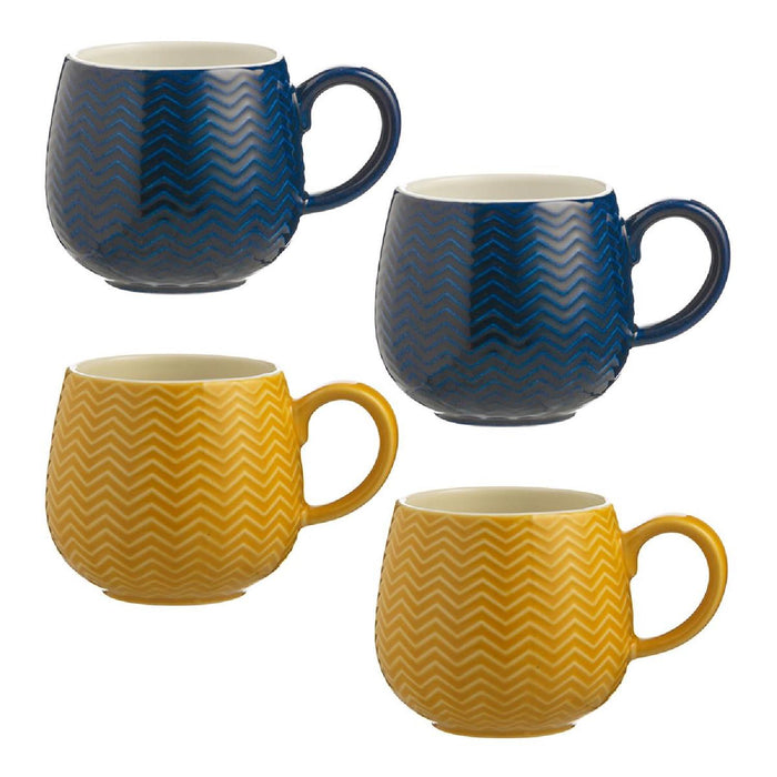 MASON CASH Geprägte Tasse Zickzack, blau, 350 ml
