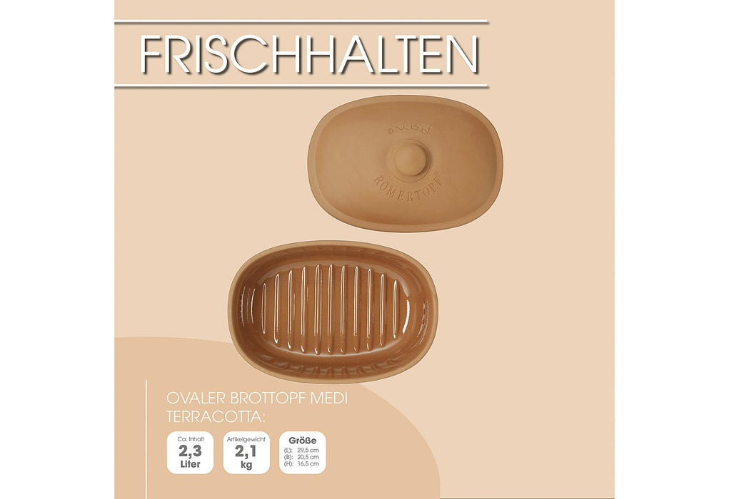 Brot-Frische-Topf oval terracota Römertopf "MEDI"
