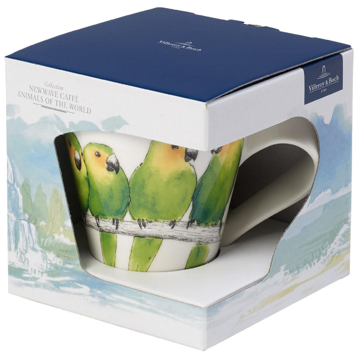 Villeroy & Boch NewWave Caffè Braunwangensittich Becher mit Henkel (Geschenkkarton)
