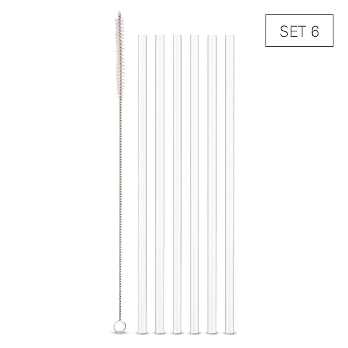 Weis Trinkhalme Glas gerade 24 cm - Set 6 + Bürste
