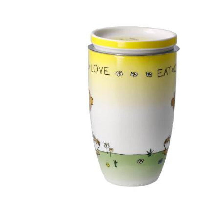Goebel Der kleine Yogi Eat Chill Love Teetasse mit Deckel und Sieb