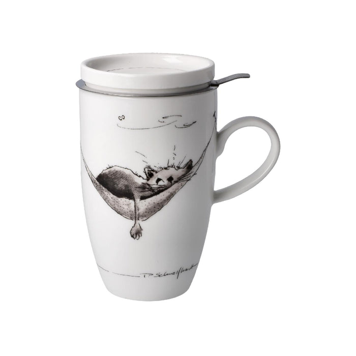 Goebel Peter Schnellhardt  Mittagspause Teetasse mit Deckel und Sieb
