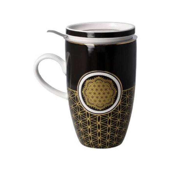 Goebel Yin Yang Schwarz Teetasse mit Deckel und Sieb