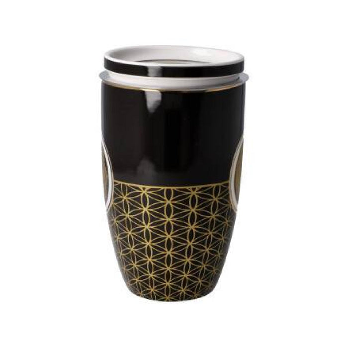 Goebel Yin Yang Schwarz Teetasse mit Deckel und Sieb